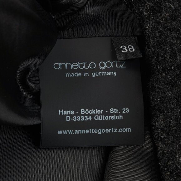 Annette Gortz AW/16 Mona Charcoal Wool-Blend Frayed-Hem Jacket - Picture 8 of 10